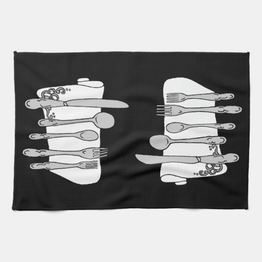 Silverware Black White Design Theedoek (Horizontaal)