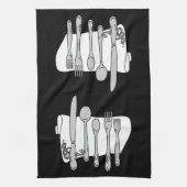 Silverware Black White Design Theedoek (Verticaal)