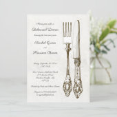 Silverware bruiloft repetitie diner uitnodiging (Staand voorkant)