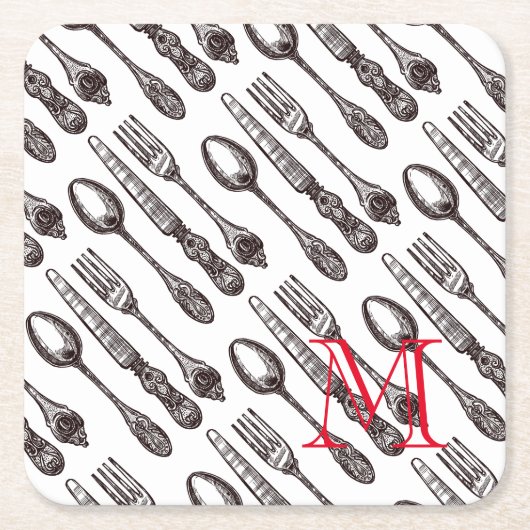 Silverware Classic Foodie Initiaal Kartonnen Onderzetters (Voorkant)