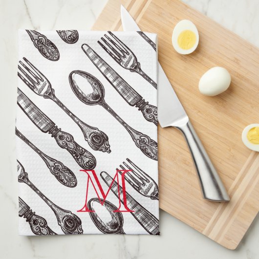 Silverware Classic Foodie Initiaal Theedoek (Quarter Fold)