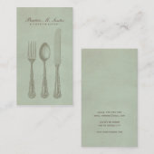 Silverware Cool Fork Spoon Knife Eenvoudig Visitekaartje (Voorkant / Achterkant)