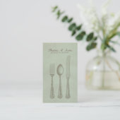 Silverware Cool Fork Spoon Knife Eenvoudig Visitekaartje (Staand voorkant)