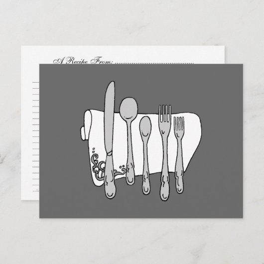 Silverware Custom Recipe Card-Sjabloon Briefkaart (Voorkant / Achterkant)