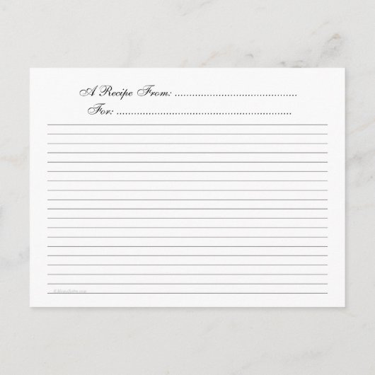 Silverware Custom Recipe Card-Sjabloon Briefkaart (Achterkant)