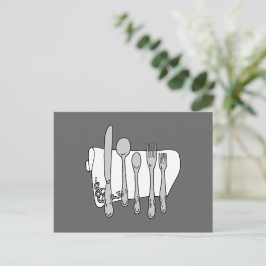 Silverware Custom Recipe Card-Sjabloon Briefkaart (Staand voorkant)