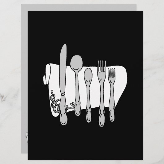 Silverware Custom Restaurant Menu Flyer-Sjabloon (Voorkant / Achterkant)