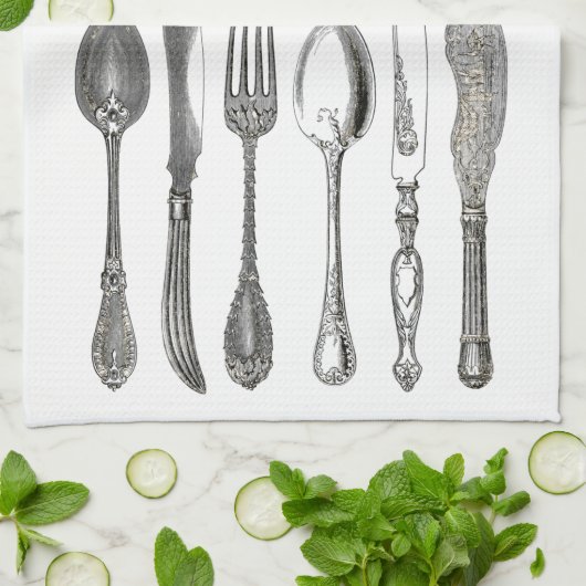  Silverware Cutlery Theedoek (Gevouwen)
