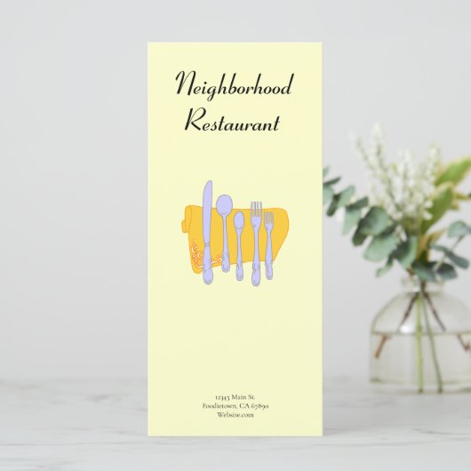 Silverware en Napkin Custom Menu Flyer-Sjabloon (Staand voorkant)