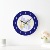 Silverware en Napkin op Blue Wall Clock Grote Klok (Huis)