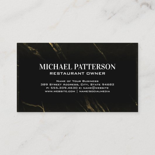 Silverware Gold Logo | Zwart marmer Visitekaartje (Achterkant)