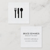 Silverware/Linen Pattern Vierkante Visitekaartje (Voorkant / Achterkant)