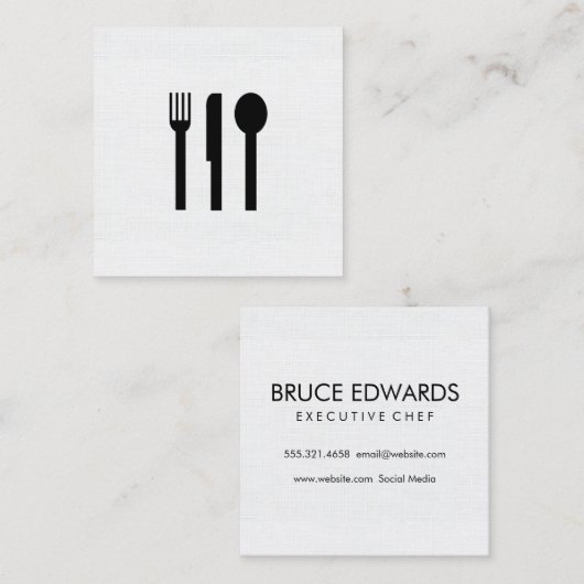 Silverware/Linen Pattern Vierkante Visitekaartje (Voorkant / Achterkant)