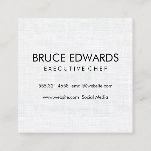 Silverware/Linen Pattern Vierkante Visitekaartje (Achterkant)