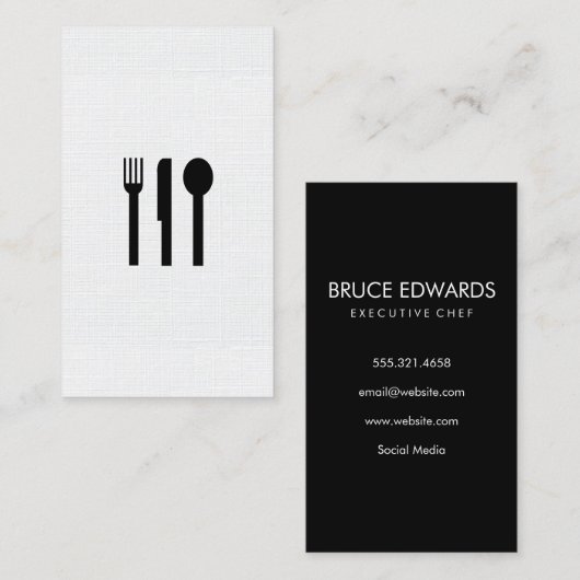 Silverware/Linen Pattern Visitekaartje (Voorkant / Achterkant)