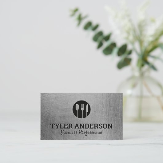 Silverware Logo | Metaalgeborsteld textiel Visitekaartje (Staand voorkant)
