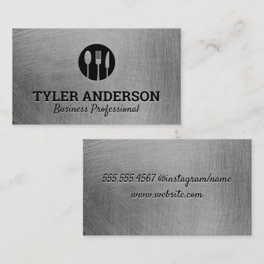 Silverware Logo | Metaalgeborsteld textiel Visitekaartje (Voorkant / Achterkant)