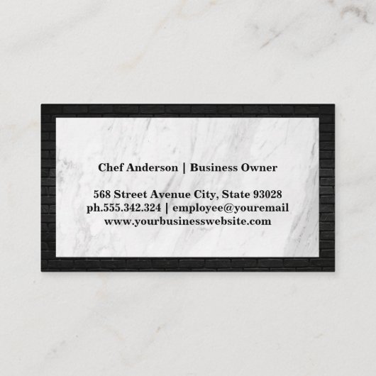 Silverware Restaurant Logo | Marmer | baksteen Visitekaartje (Achterkant)