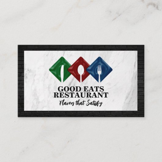 Silverware Restaurant Logo | Marmer | baksteen Visitekaartje (Voorkant)