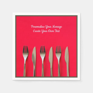 Silverware Utiets Knife Fork op Red Personalize Servet