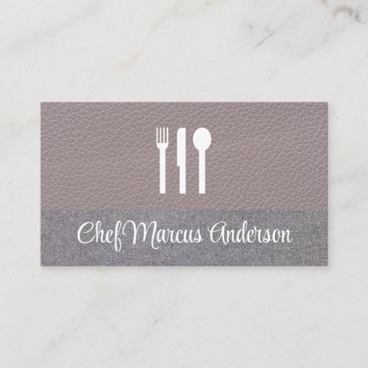 Silverwarepictogram | Leder | Linen Visitekaartje (Voorkant)