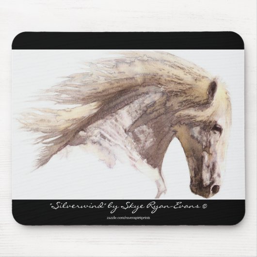 "SILVERWIND" Hengst Paardenliefhebber's Mousepad Muismat (Voorkant)