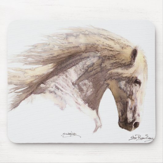 "SILVERWIND" Hengst Paardenliefhebber's Mousepad Muismat (Voorkant)