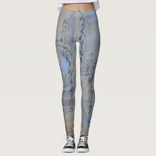 Silvery Art-kalligrafie Leggings (Voorkant)