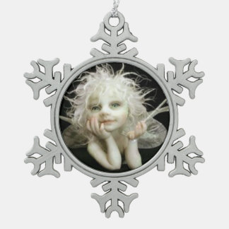 Silvery baby Fairy Tin Sneeuwvlok Ornament