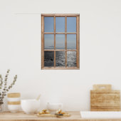 Silvery Beach Uitzicht van een Venster Poster (Keuken)