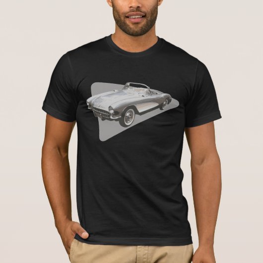 Silvery Blue 1959 Corvette op zilverfolie op donke T-shirt (Voorkant)