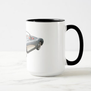 Silvery Blue 1959 Corvette over de mok van koffie