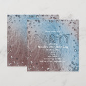 Silvery Blue Faux Folie Bling Birthday Party Kaart (Voorkant / Achterkant)