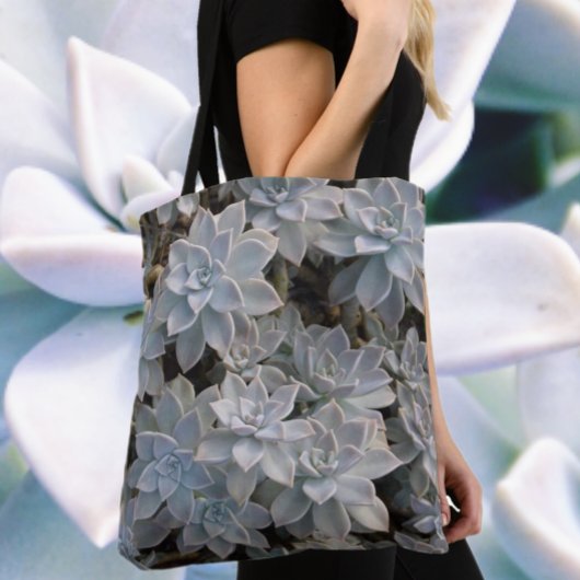 Silvery Blue Gray Succulents Botanical Tote Bag