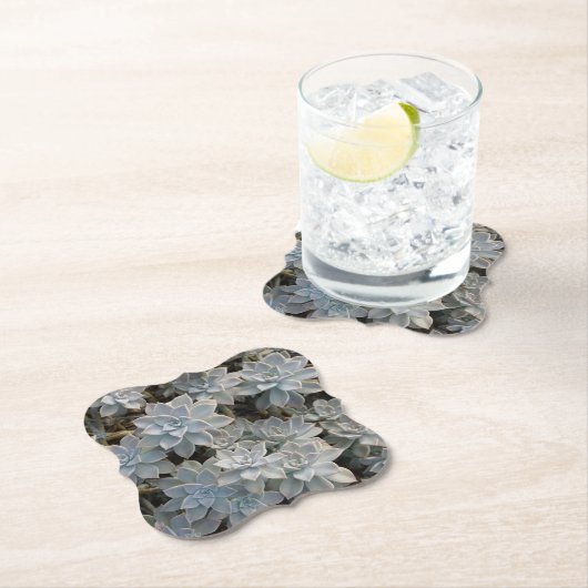 Silvery Blue Succulents Kartonnen Onderzetters (Insitu)