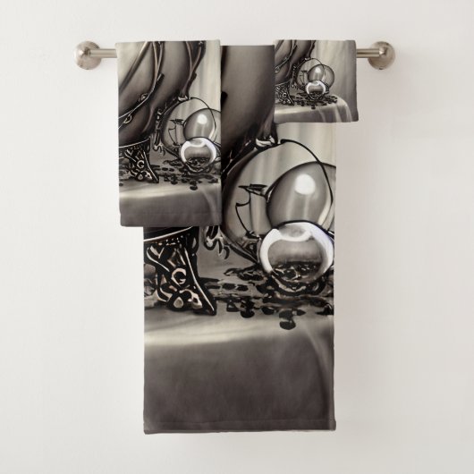 Silvery Cauldron met Paarse Crystal Ball Bad Handdoek (Insitu)