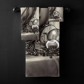 Silvery Cauldron met Paarse Crystal Ball Bad Handdoek