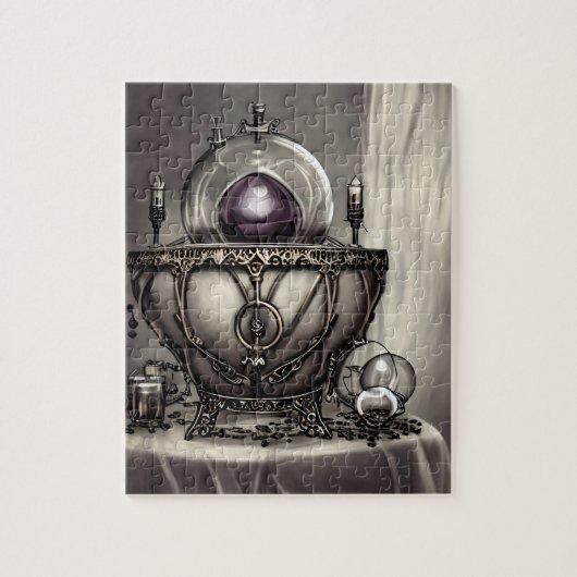 Silvery  Cauldron met Paarse Crystal Ball Legpuzzel (Verticaal)