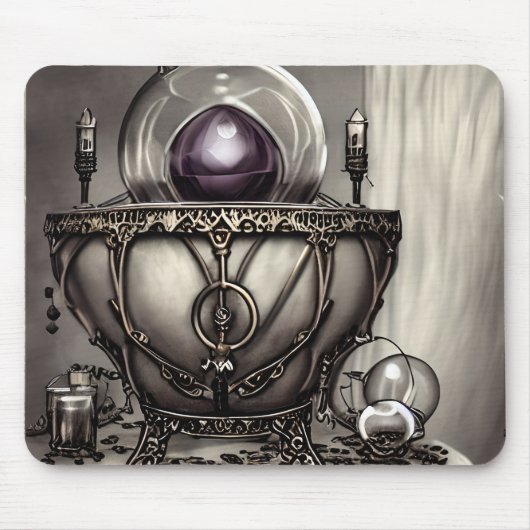 Silvery  Cauldron met Paarse Crystal Ball Muismat (Voorkant)