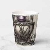 Silvery  Cauldron met Paarse Crystal Ball Papieren Bekers (Achterkant)