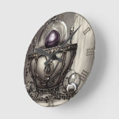 Silvery Cauldron met Paarse Crystal Ball Ronde Klok (Hoek)