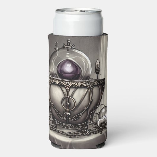 Silvery  Cauldron met Paarse Crystal Ball Seltzer Blikjeskoeler (Seltzer Achterkant)