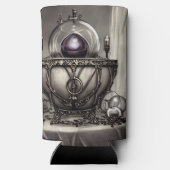 Silvery Cauldron met Paarse Crystal Ball Seltzer Blikjeskoeler (Achterkant)