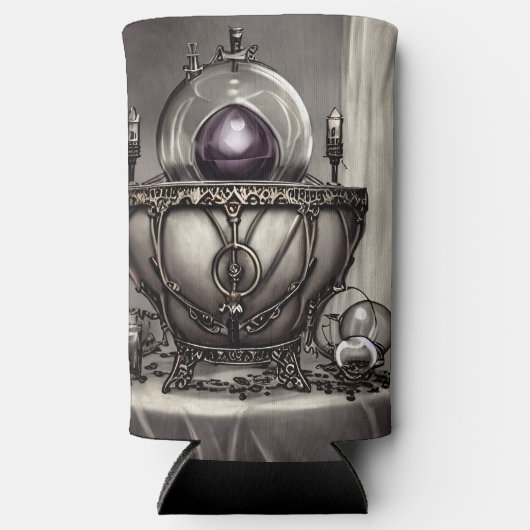 Silvery  Cauldron met Paarse Crystal Ball Seltzer Blikjeskoeler (Voorkant)