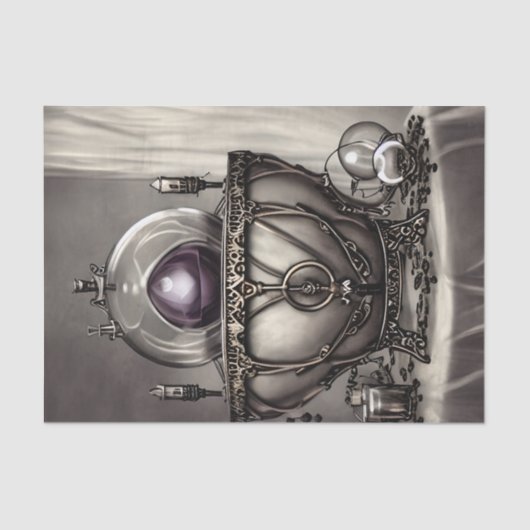 Silvery  Cauldron met Paarse Crystal Ball Tissuepapier (Voorkant)