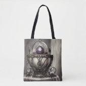 Silvery Cauldron met Paarse Crystal Ball Tote Bag (Voorkant)