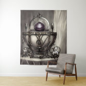 Silvery  Cauldron met Paarse Crystal Ball Wandkleed (In situ)