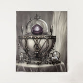 Silvery  Cauldron met Paarse Crystal Ball Wandkleed (Voorkant)
