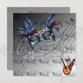 Silvery Colors Masquerade Ball Invitation Kaart (Voorkant / Achterkant)