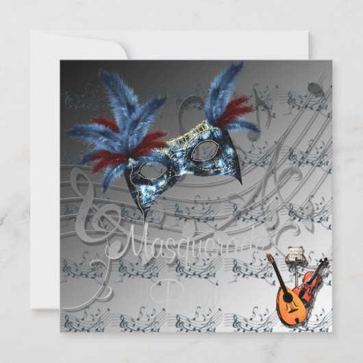 Silvery Colors Masquerade Ball Invitation Kaart (Voorkant)